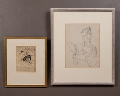 Lot 405 - Wendela Boreel (British 1895-1985), 'The Hat, Ascott, 1925'; together with a pencil sketch by Valeriĭ Lednev