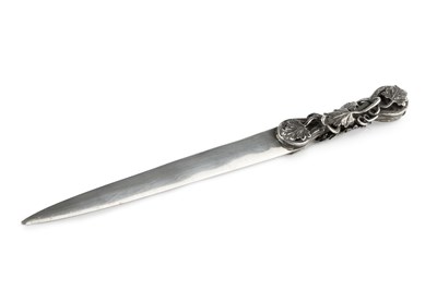 Lot 523 - A silver letter opener, the shaped handle...