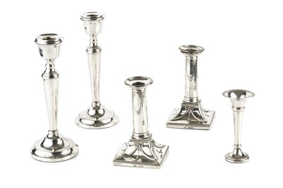 Lot 749 - A pair of late Victorian silver candlesticks,...