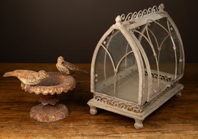 Lot 555 - A small decorative table miniature greenhouse; together with a small decorative ornament