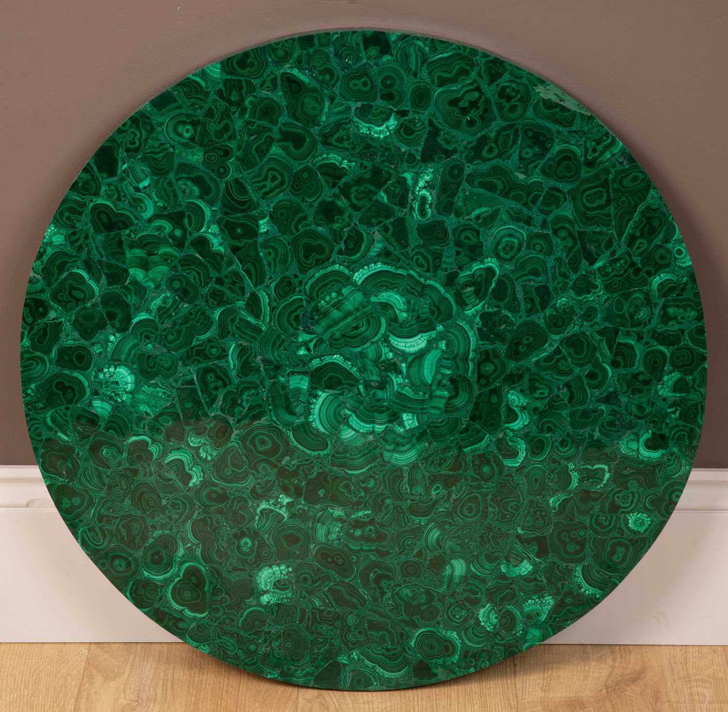 Lot 79 - A malachite veneered circular tabletop