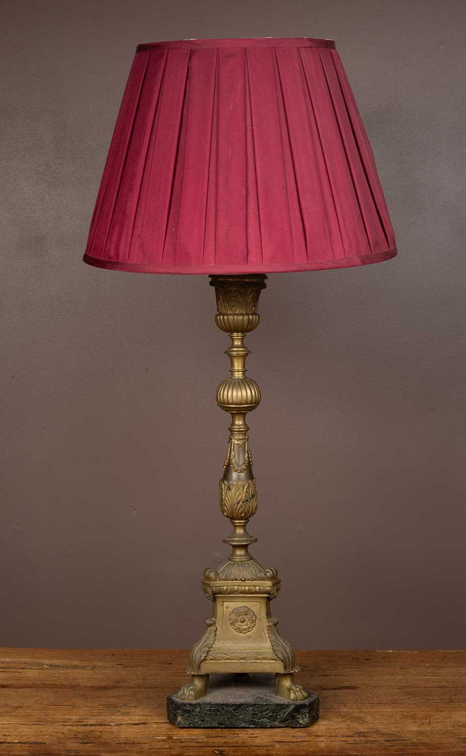 Lot 208 - A cast brass table lamp