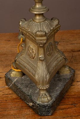 Lot 208 - A cast brass table lamp