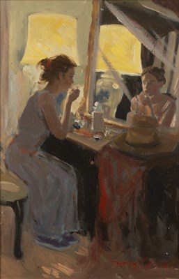 Lot 299 - Roy Petley (b.1951) A lady at her dressing...