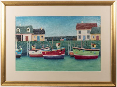 Lot 128 - Simon Hart (b.1969) Fishing Boats signed...