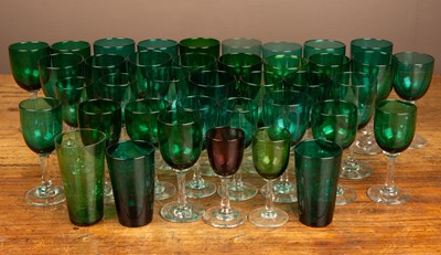 Lot 309 - A collection of thirty nine Bristol Green Glass glasses