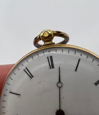 Lot 267 - An open face pocket watch, the white enamel...