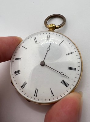 Lot 267 - An open face pocket watch, the white enamel...