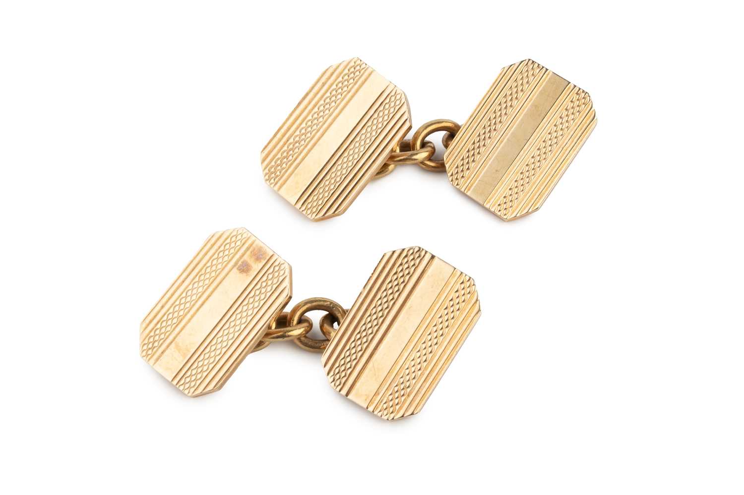 Lot 59 - A pair of 9ct gold cufflinks, with octagonal...
