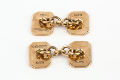 Lot 59 - A pair of 9ct gold cufflinks, with octagonal...