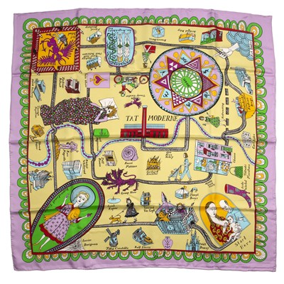 Lot 687 - Grayson Perry (b.1960) Tat Moderne silk scarf,...