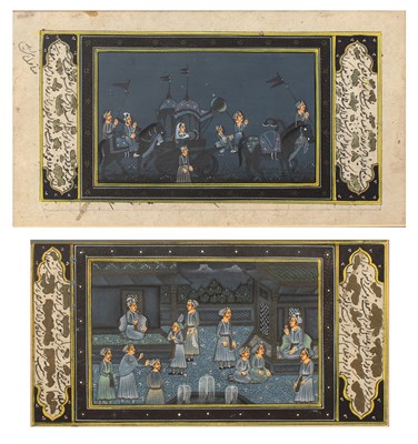 Lot 346 - Pair of miniature studies Persian depicting...