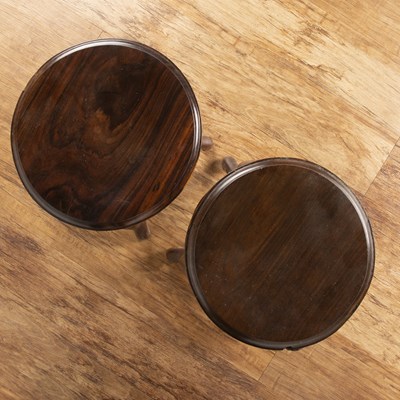 Lot 474 - Pair of circular hardwood stands Chinese each...