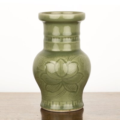 Lot 100 - Celadon incised vase Chinese, 19th/ early 20th...