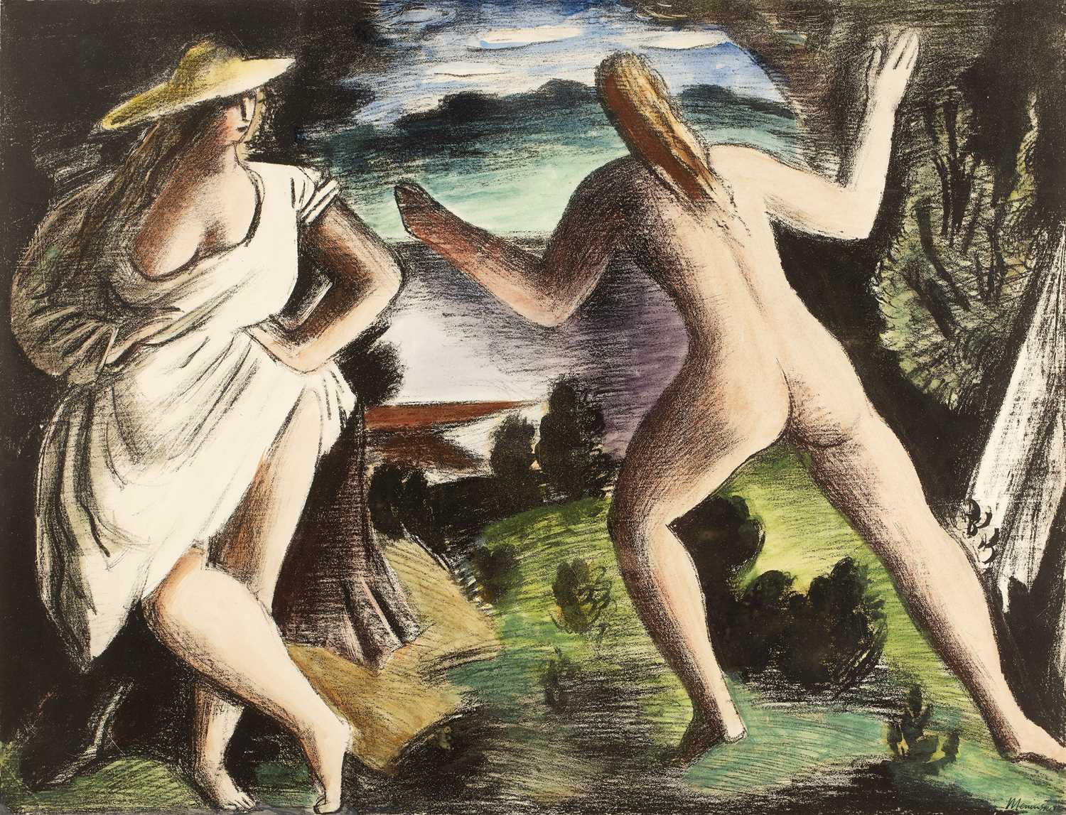 Lot 188 - Bernard Meninsky (1891-1950) Figures in a...