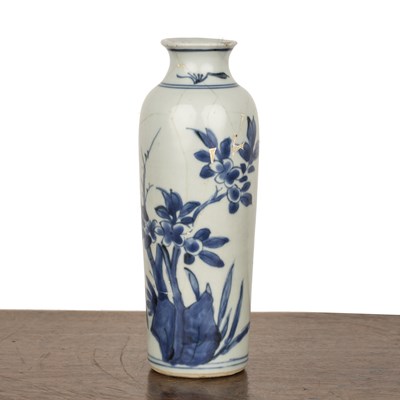 Lot 5 - Blue and white small porcelain sleeve vase...