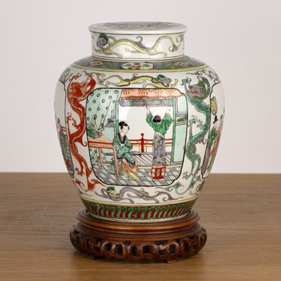 Lot 107 - Famille verte ginger jar and cover Chinese,...