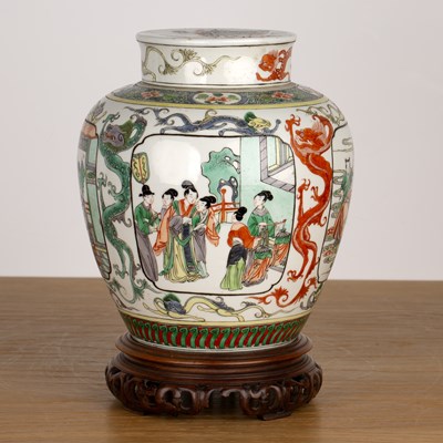 Lot 107 - Famille verte ginger jar and cover Chinese,...
