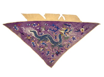 Lot 357 - Purple ground triangular banner/altar panel...