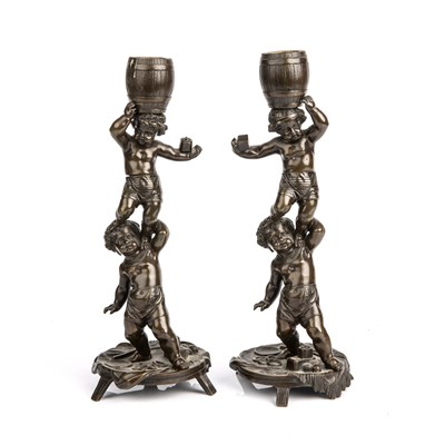 Lot 19 - A pair of late 19th century French bronze...