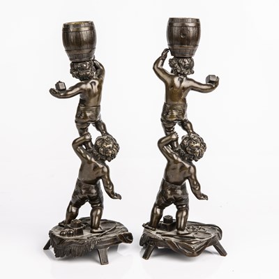 Lot 19 - A pair of late 19th century French bronze...