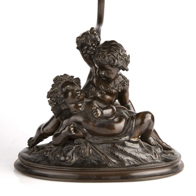 Lot 13 - A 19th century bronze cherub group converted...