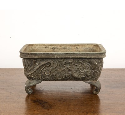 Lot 464 - Small rectangular bronze jardinière Chinese,...