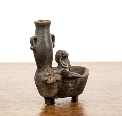 Lot 298 - Iron miniature water pot and incense holder...