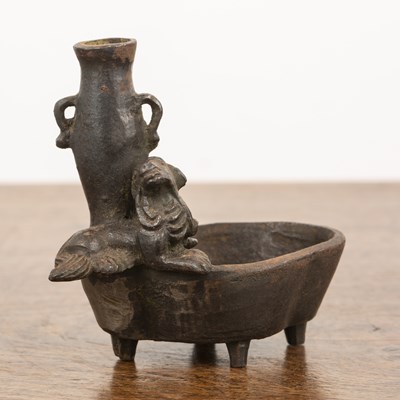 Lot 298 - Iron miniature water pot and incense holder...