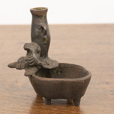 Lot 298 - Iron miniature water pot and incense holder...