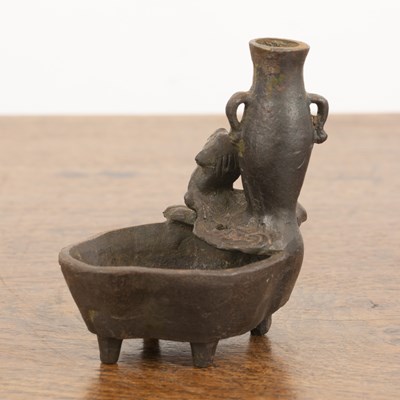 Lot 298 - Iron miniature water pot and incense holder...
