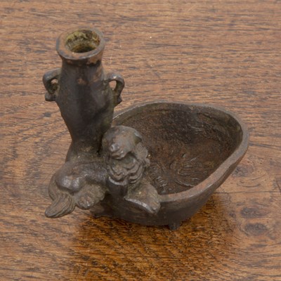 Lot 298 - Iron miniature water pot and incense holder...