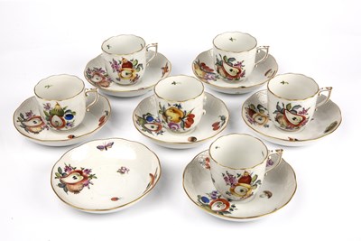 Lot 131 - A set of six Herend porcelain coffee cups and...