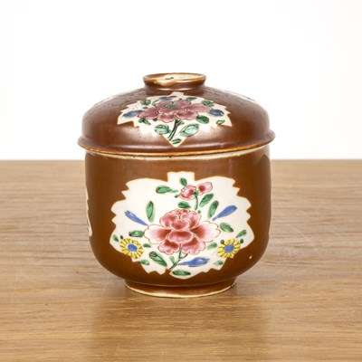 Lot 495 - Cafe au lait porcelain jar and cover Chinese,...