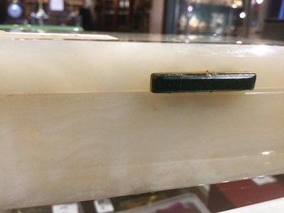 Lot 124 - An English Art Deco onyx box with green stone...