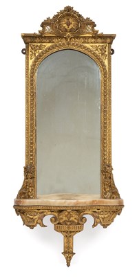 Lot 384 - A 19th century gilded gesso wall mirror with...