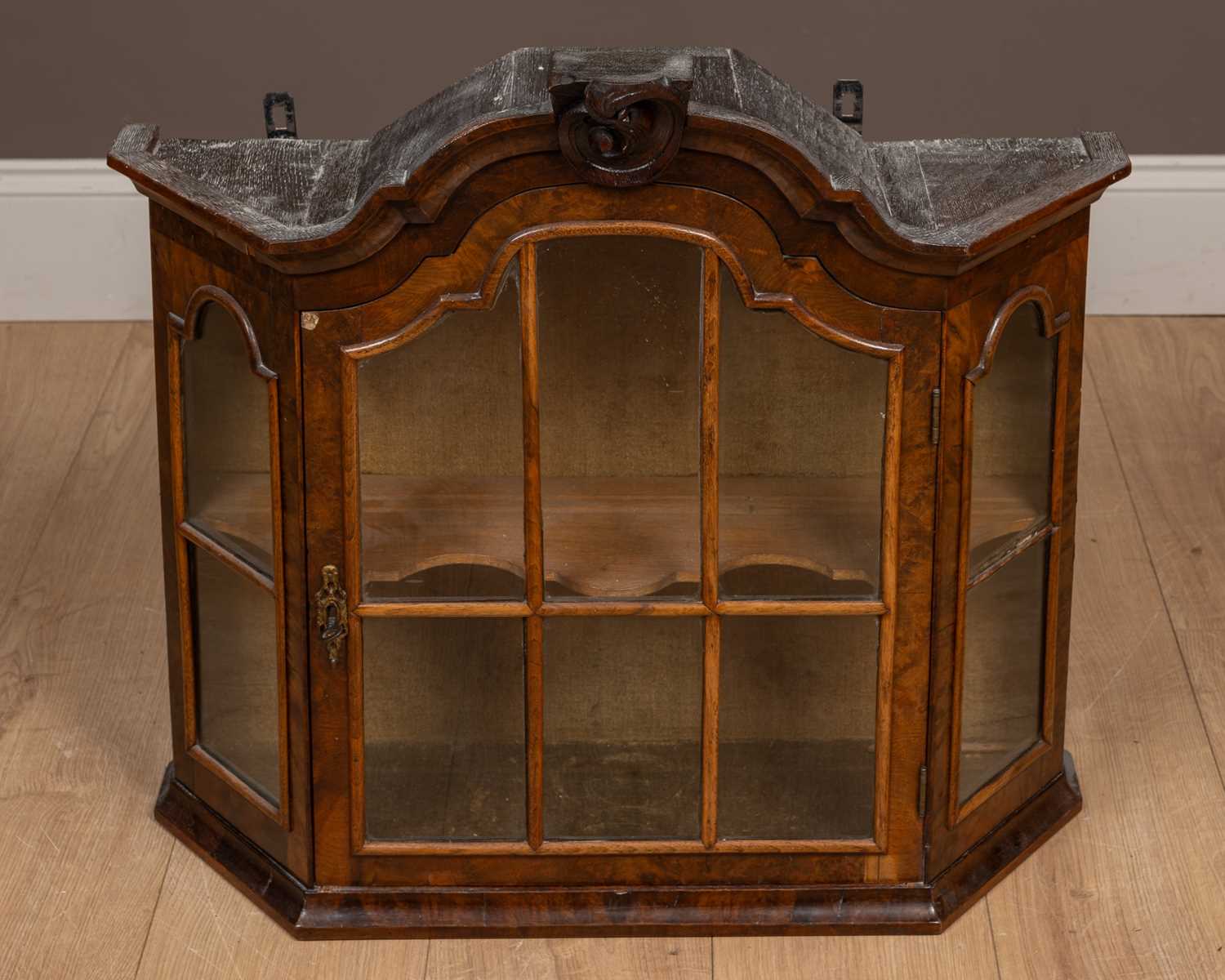 Lot 122 - A 17th century style walnut hanging wall cupboard