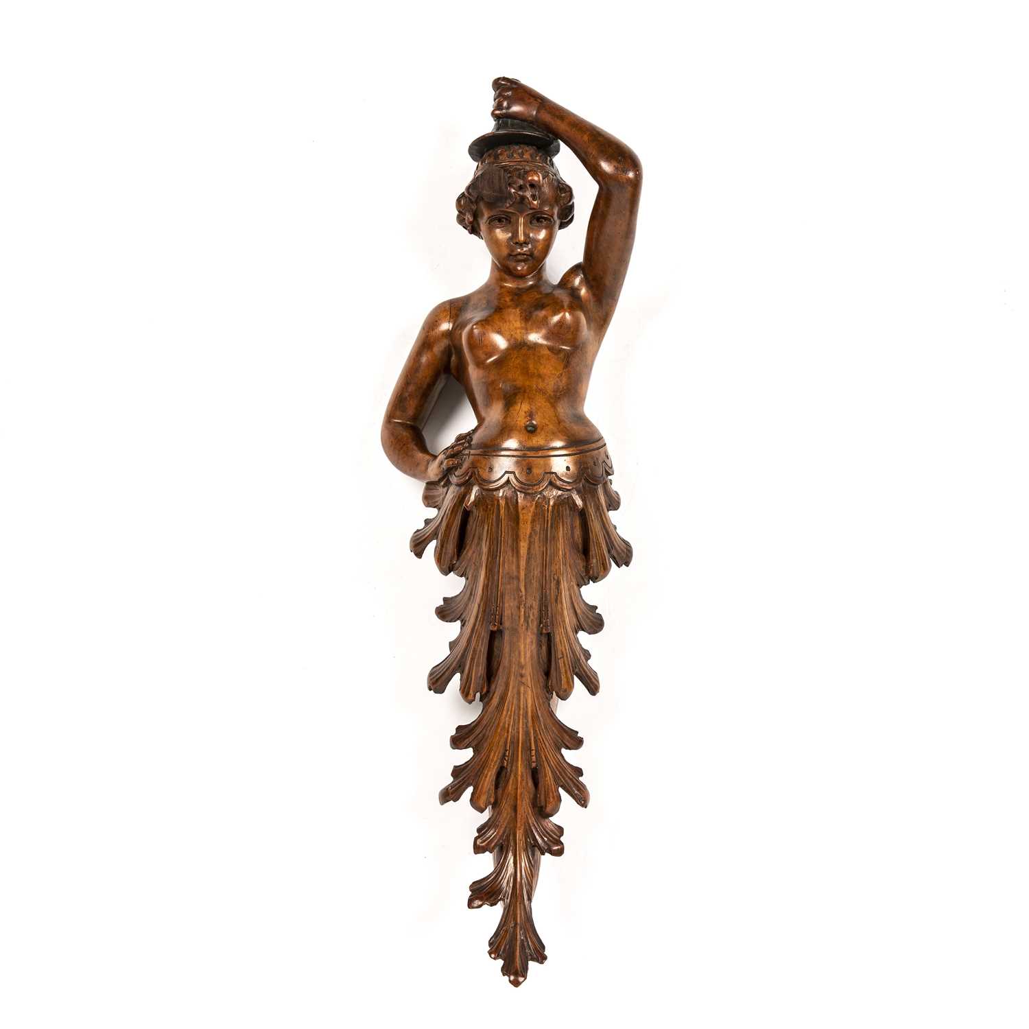 Lot 60 - A late 19th century French walnut wall bracket...