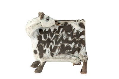 Lot 614 - Lawson Rudge (b.1936) Model Cow raku signed...