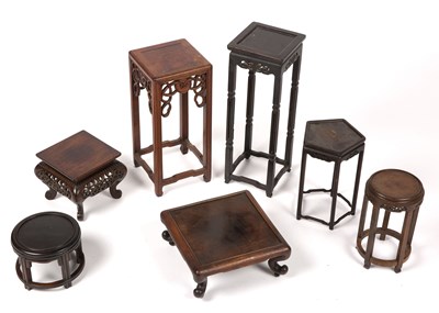 Lot 455 - Six various hardwood stands Chinese the...