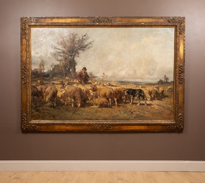 Lot 339 - Henri Émilien Rousseau (French 1875-1933), a shepherd and his flock