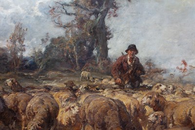 Lot 339 - Henri Émilien Rousseau (French 1875-1933), a shepherd and his flock