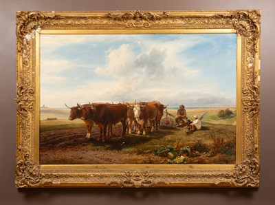 Lot Henry Britten Willis (British 1810-1884), Ploughmen and oxen resting