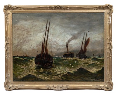 Lot 49 - James Harris of Swansea (1810-1887), boats in choppy seas