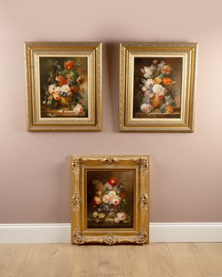 Lot 300 - A group of three decorative flower pictures