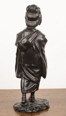 Lot 375 - Bronze model of a standing girl Japanese,...