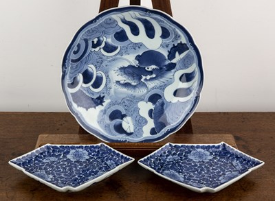 Lot 44 - Arita blue and white porcelain small charger...