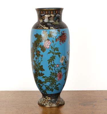 Lot 448 - Cloisonné blue ground vase Japanese, circa...