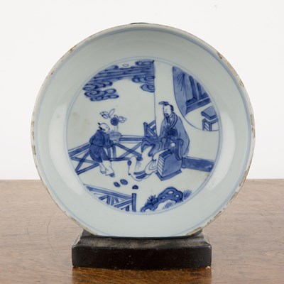 Lot 2 - Blue and white porcelain saucer dish Chinese,...