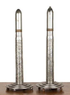 Lot 460 - Pair of shell case lamps Chinese, 1st WW...